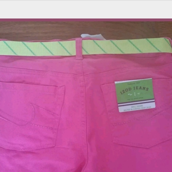 Izod Jeans Pink Bull Stretch Crop Pants Size 8 - Picture 5 of 5